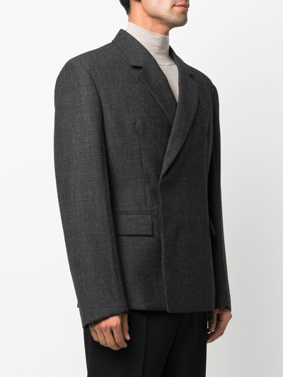 Shop Prada Double-breasted Tailored Blazer In Grau