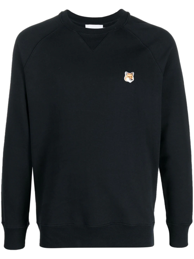 Shop Maison Kitsuné Fox-patch Cotton Sweatshirt In Schwarz