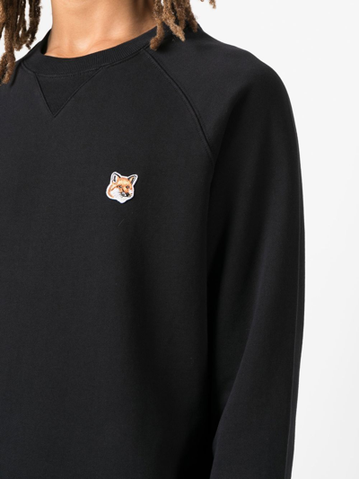 Shop Maison Kitsuné Fox-patch Cotton Sweatshirt In Schwarz