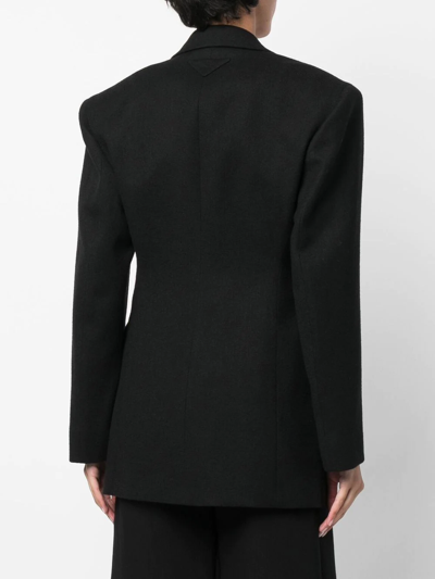 Prada Button-front Tailored Blazer In Schwarz