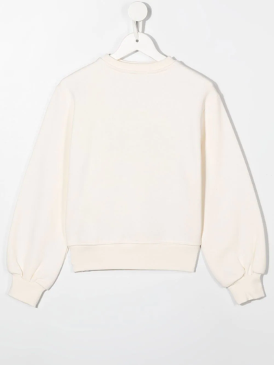 Msgm Ivory Sweatshirt For Girl With Logo In Nude