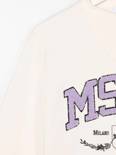 Msgm Ivory Sweatshirt For Girl With Logo In Nude