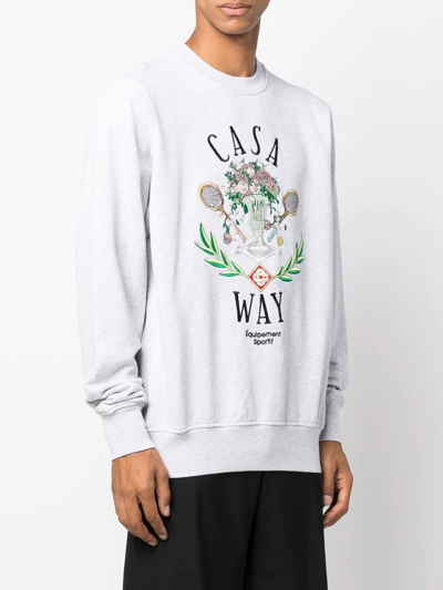 Shop Casablanca Logo-embroidered Crew-neck Sweatshirt In Grau