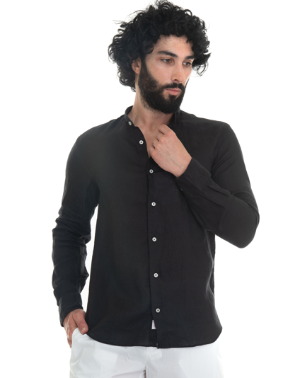 Shop Vincenzo De Lauziers Shirt With Guru Collar In Black