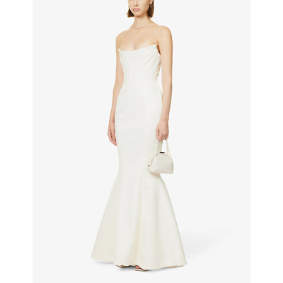 House Of Cb Ines Flared Satin Wedding Dress In Ivory