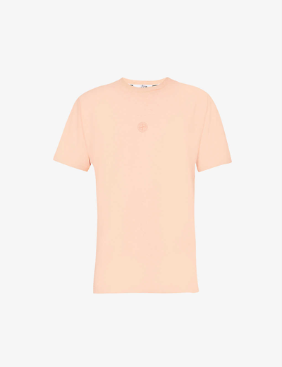 Stone Island Logo-print Cotton-jersey T-shirt In Peach | ModeSens