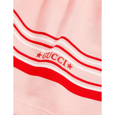 Shop Gucci Pink Stripe Logo-embroidered Cotton-pique Polo Dress 3-36 Months
