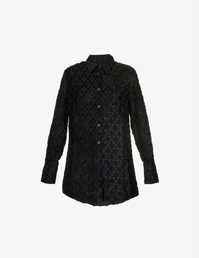 Shop Song For The Mute Relaxed-fit Embroidered Woven Shirt In Black