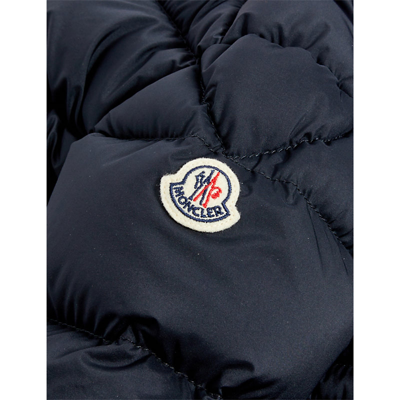 Shop Moncler Navy Blue/white Falzem Padded Shell-down Hooded Jacket 3 Months-3 Years