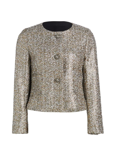 Shop Oscar De La Renta Women's Metallic Bouclé Jacket In Gold