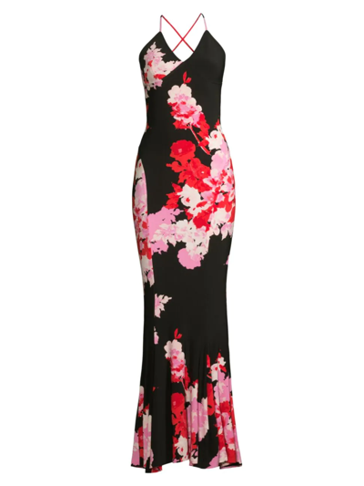 Shop Norma Kamali Women's Floral Mermaid Fishtail Gown In Floral Bouquet