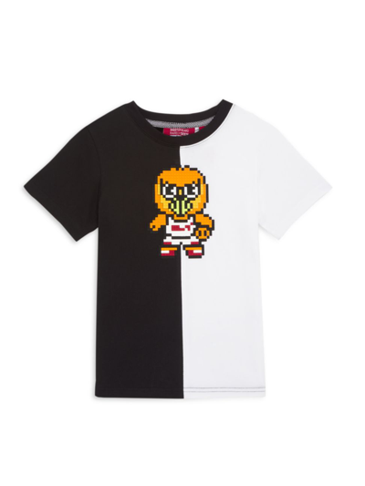 Shop Mostly Heard Rarely Seen 8-bit Little Boy's & Boy's Mini Miami Split T-shirt In Black White