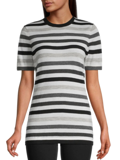 Shop Hudson Women's Striped Cashmere Sweater In Sterling