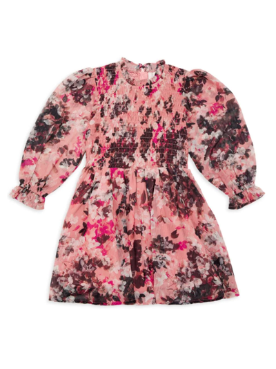 Shop Rachel Parcell Little Girl's & Girl's Cherry Blossom Smocked Dress In Floral Ink