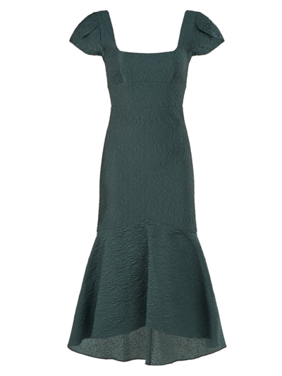 Shop Theia Women's Rae High-low Jacquard Cocktail Dress In Pine