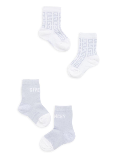 Shop Givenchy Kid's Logo Print Socks, Set Of 2 In Pale Blue