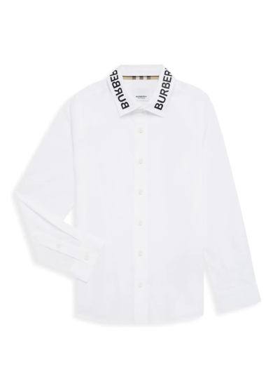 Shop Burberry Little Boy's & Boy's Owen Logo Shirt In White