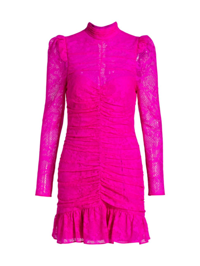 Shop Saylor Women's Marcey Snakeskin Lace Minidress In Fuchsia