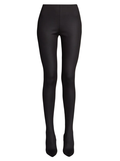 Shop Balenciaga High-waisted Stretch Pants Leggings In Black