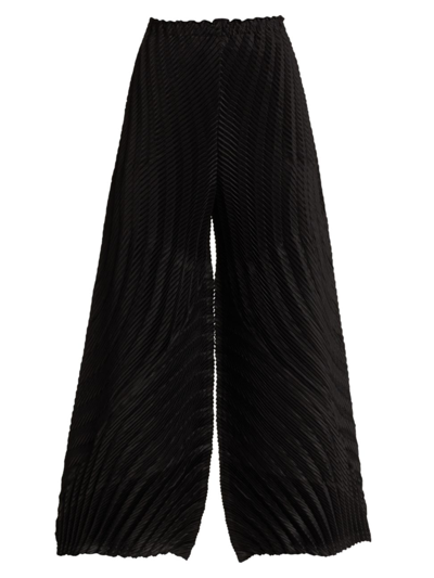 Shop Issey Miyake Women's Gem Pleats Wide-leg Pants In Black