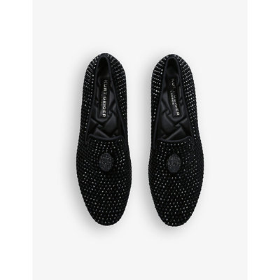 Kurt Geiger Ace Stud Crystal-embellished Loafers In Black