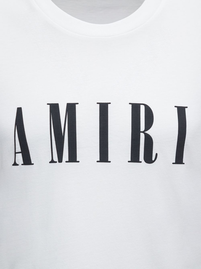 Shop Amiri White Cotton T-shirt With  Logo Print  Man