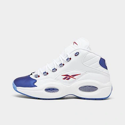 Shop Reebok Men's Question Mid Basketball Shoes In Footwear White/classic Cobalt/clear