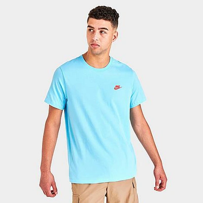 Shop Nike Sportswear Club T-shirt In Blue Chill/light Crimson
