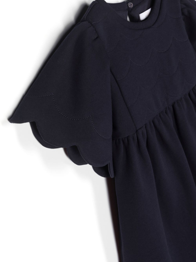 Shop Chloé Scallop-trim Dress In Blue