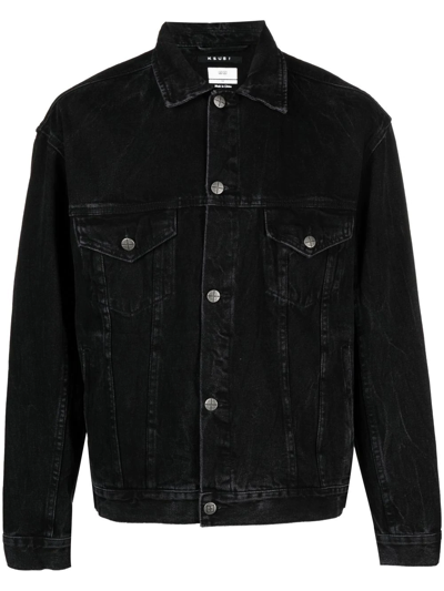 Shop Ksubi Long-sleeve Denim Jacket In Black