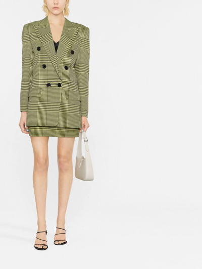 Shop Alexandre Vauthier Houndstooth-pattern Double-breasted Blazer In Yellow