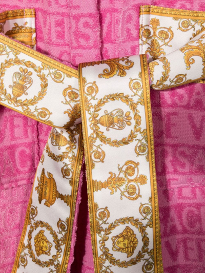 Shop Versace I Love Baroque Hooded Bathrobe In Pink
