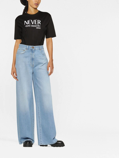 Shop Versace High-rise Wide-leg Jeans In Blue