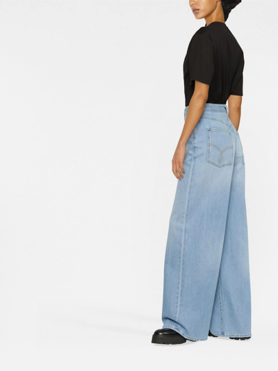 Shop Versace High-rise Wide-leg Jeans In Blue