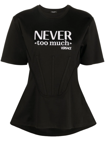 Shop Versace Slogan-print T-shirt In Black