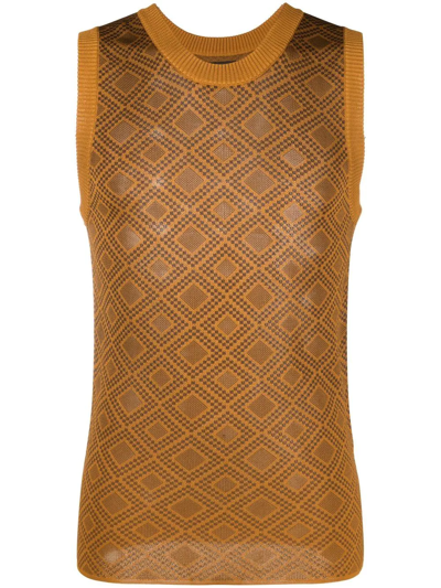 Ahluwalia Orange Dhoom Jacquard Knitted Vest