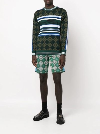 Shop Ahluwalia Dhoom Jacquard Patterned Shorts In Green