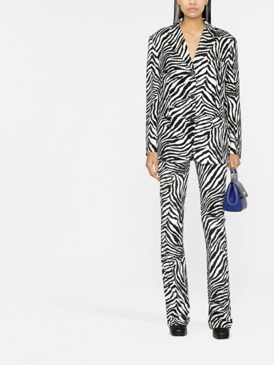 Alessandra Rich Oversized Velvet Zebra Print Jacket In Black