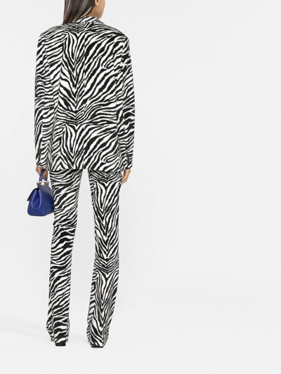 Alessandra Rich Oversized Velvet Zebra Print Jacket In Black