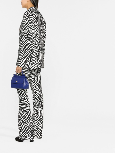 Alessandra Rich Oversized Velvet Zebra Print Jacket In Black