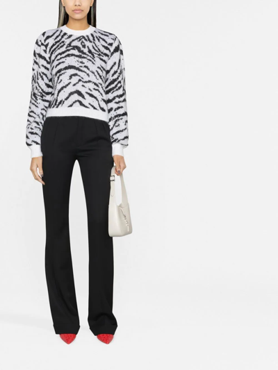 Alessandra Rich Zebra Intarsia Knitted Sweater In White