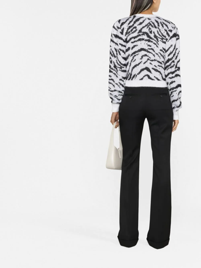 Alessandra Rich Zebra Intarsia Knitted Sweater In White
