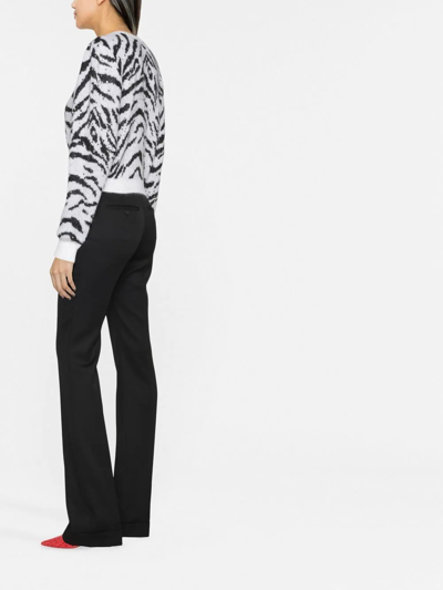 Alessandra Rich Zebra Intarsia Knitted Sweater In White
