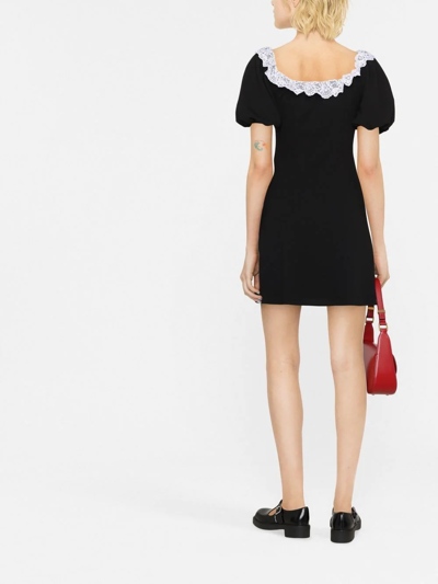 Shop Alessandra Rich Lace Collar-detail Minidress In Black