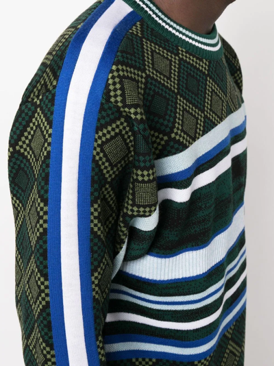 Shop Ahluwalia Lola Striped Jacquard Sweater In Green