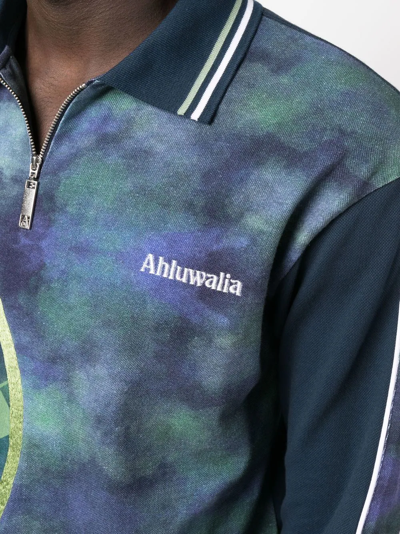 Shop Ahluwalia Patchwork Effect Polo Shirt In Blue