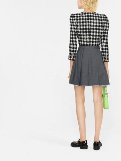 Alessandra Rich Cropped Houndstooth Wool-blend Tweed Jacket In Black