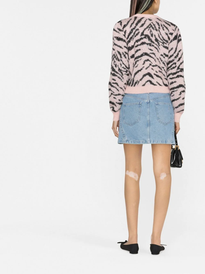 Shop Alessandra Rich Zebra Intarsia-knit Cardigan In Pink