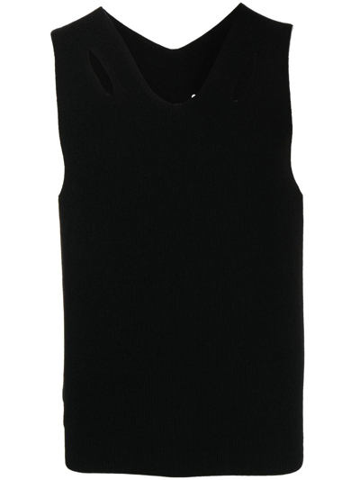 Shop Dion Lee Ribbed-knit Cut-out Vest In Black