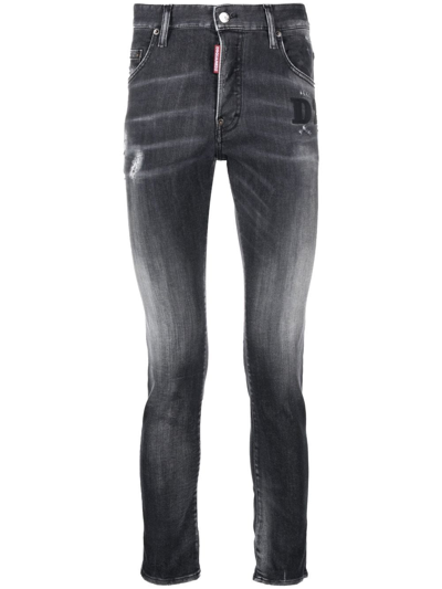 Shop Dsquared2 Faded Skinny-fit Jeans In Black